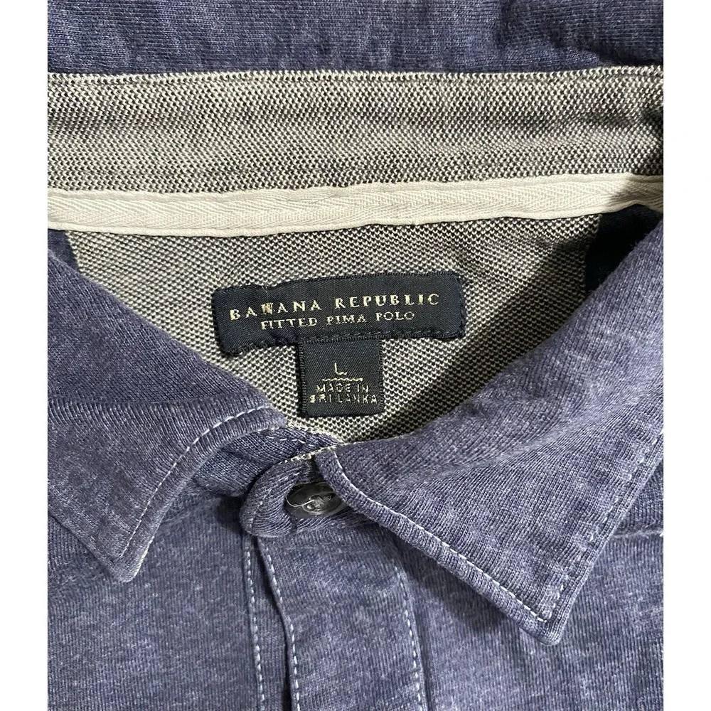 Banana Republic Fitted Pima Polo Shirt Mens Large Blue Short Sleeve S/719486-04